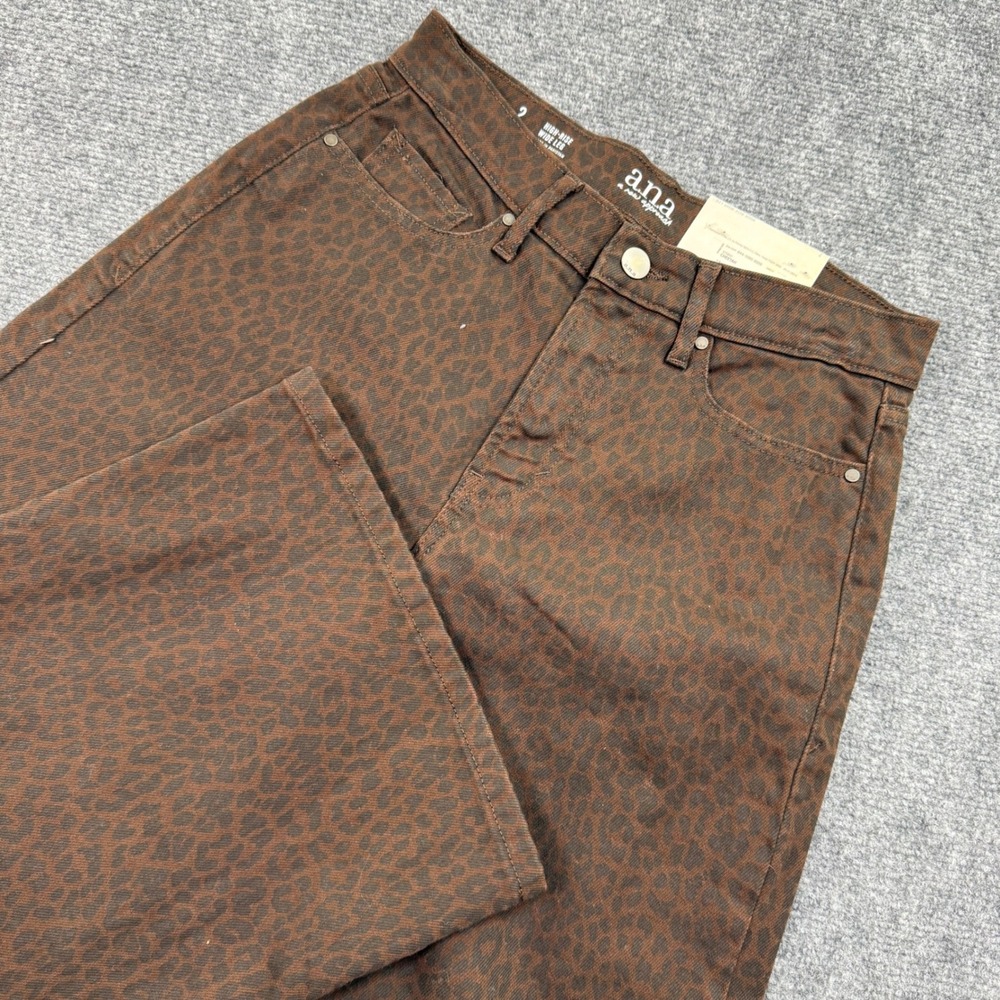 a.n.a Jeans 2 Brown Cheetah Print High-Rise Wide Leg Pants New Womens